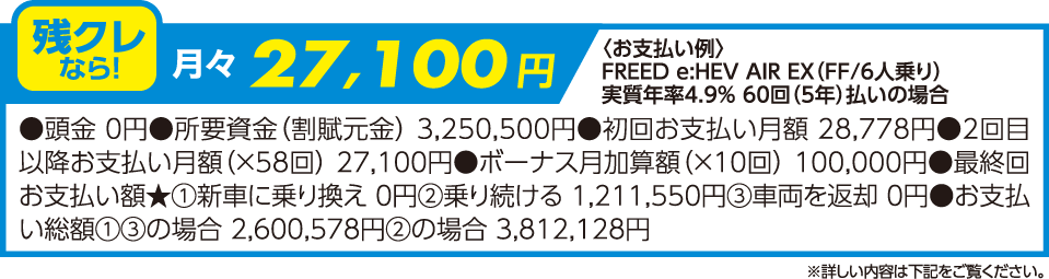 残クレなら!月々27,100円
